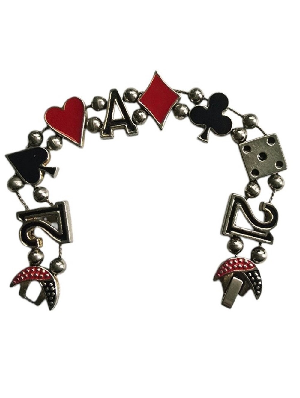 Vintage Style Casino Gambling Charm Bracelet Lot 21 Dice Card Suits Repair